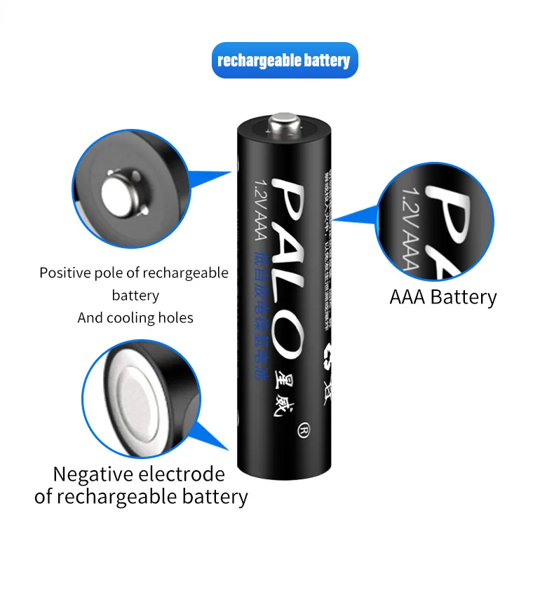 Batteria ricaricabile PALO NiMH AAA NiMH 1.2V 1100mAh Batterie ricaricabili AAA per giocattolo telecomandato + caricabatteria AA AAA