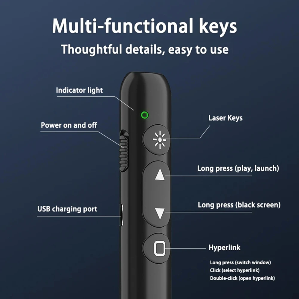 Laser Flip Pen Wireless Presentation PPT Flipper USB Pointer with Remote Control IR Presentation Pen for Projector Slide Show