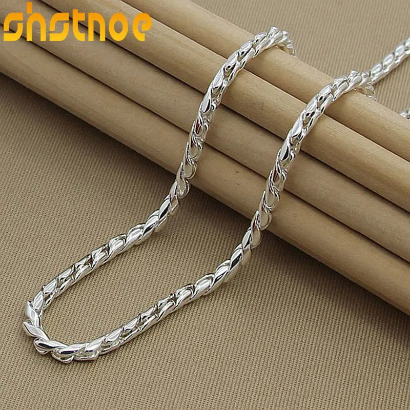 SHSTONE 925 Sterling Silver 4mm 20 Inch Snake Chain Naszyjnik dla kobiet Mężczyzna Impreza Zaręczyny Ślub Urok Biżuteria Moda Prezent