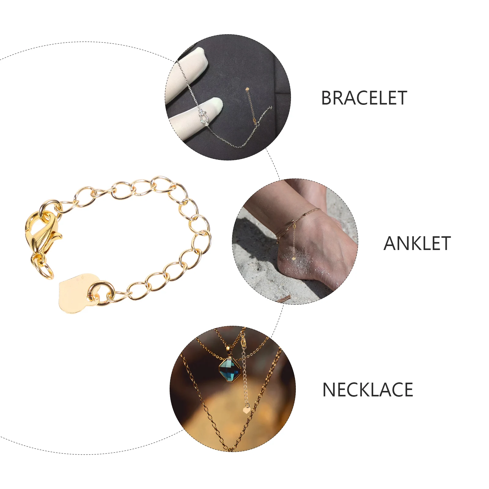 

3 pcs 14K Gold Necklace Extender Chains Durable Silver Bracelet Extension DIY Jewelry Making Anklet Accessories