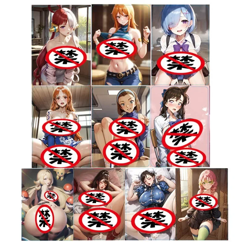 

10pcs/Set Anime One Piece Demon Slayer Pokemon Nami Uta Rem Sexy Nude Kawaii Toy Gift Collectible Classic Game Collectible Card