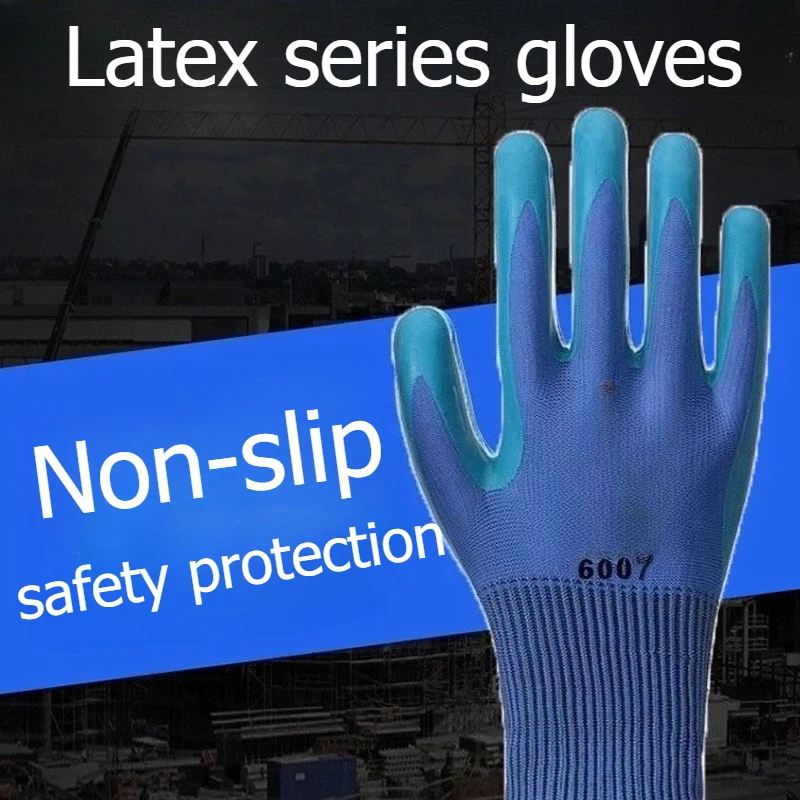 

12pcs Portable Oil Resistant Maintenance Safety Gloves Blue Minimalist Style Embossed Wear-resistant Gloves Outdoor Accessories