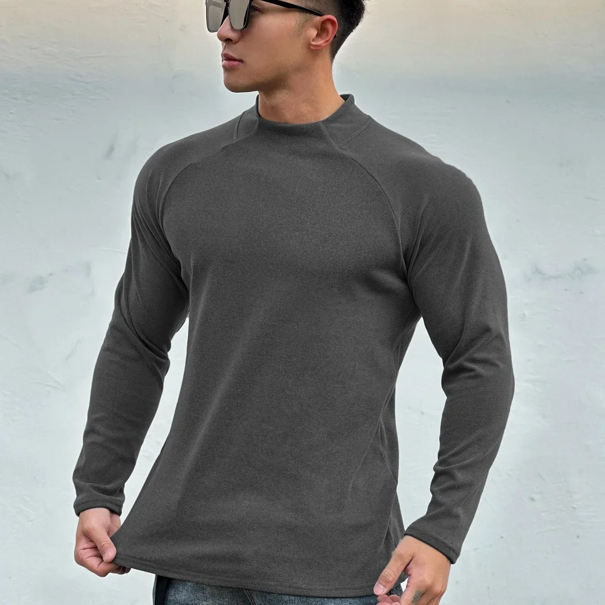 Mens Stretch Tight Compression Fleece Long Sleeve T-Shirt Gym Fitness Running Bodybuilder Tops Male Casual Jogger Sweatshirts