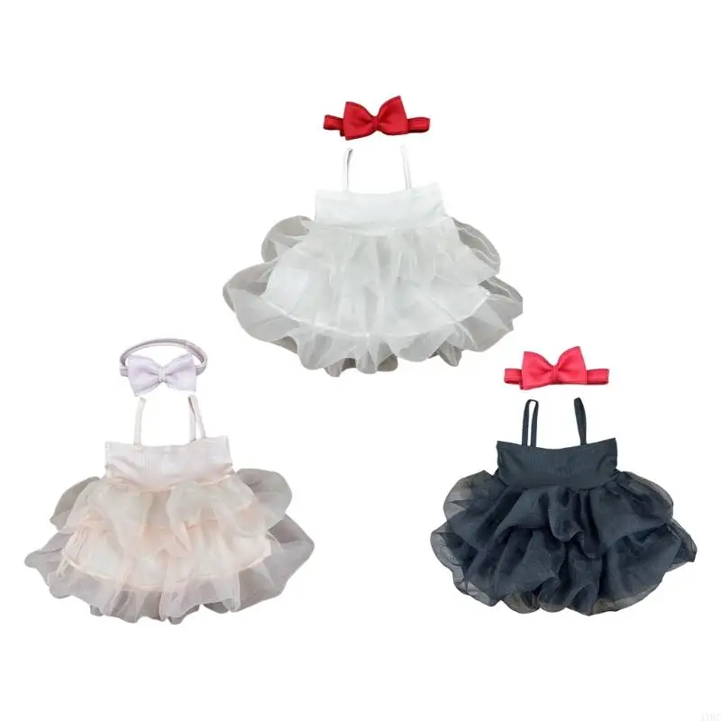 

Adorable Newborns Photoshoots Dress Tulle Skirt Props Gentle On Sensitive Skin with Matching Bowknot Hairband 4XBC