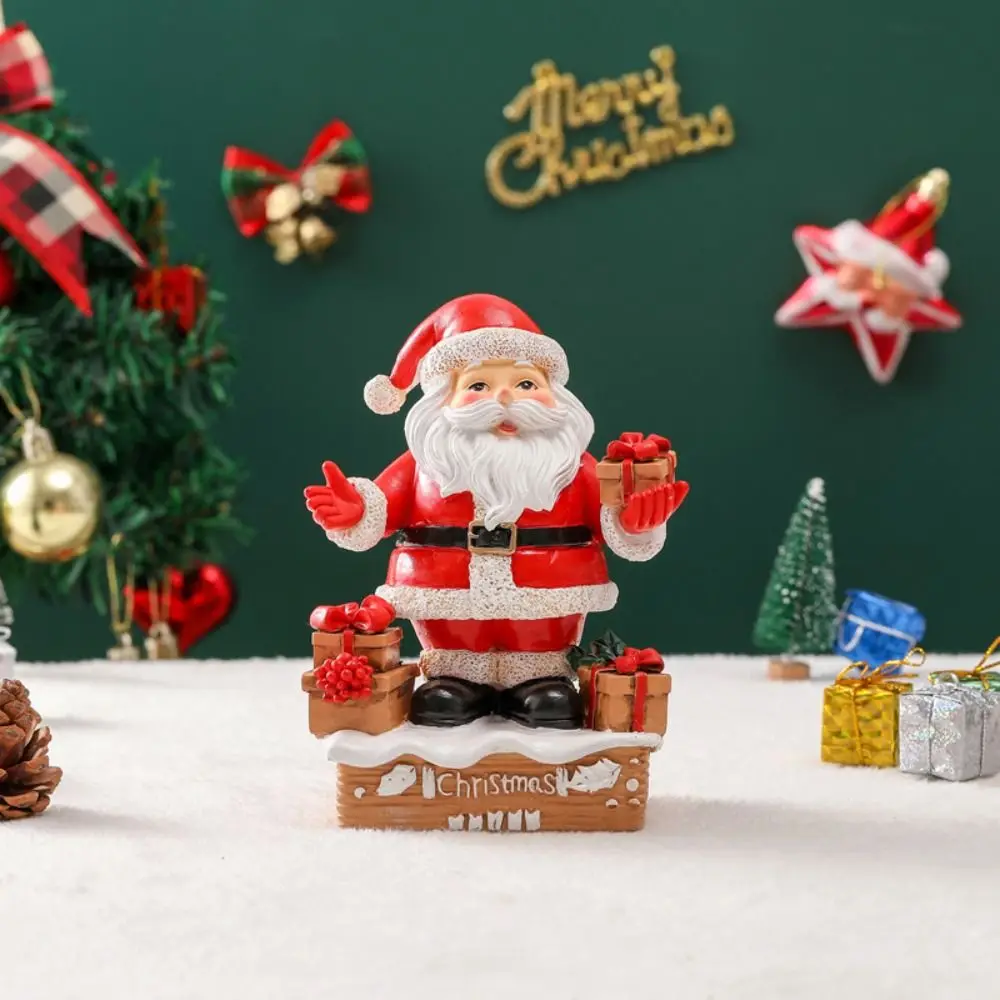 Resin Santa Claus Gift Figurine Funny Handmade Chimney Santa Claus Ornament Festival Merry Christmas Decorations