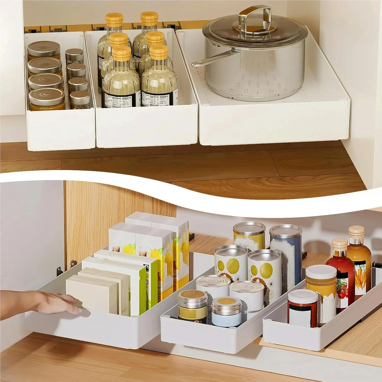 Punch-free Kitchen Pull-out Rack Pull-out Cabinet Storage Rack Under Sink Rack Pull Basket Drawer Kitchen Storage and Organizer