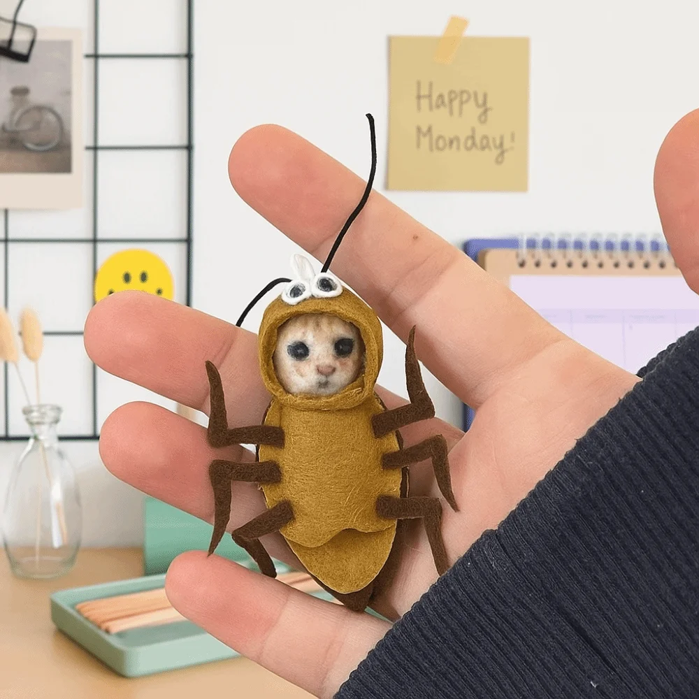 Creative Design Cartoon Cockroach Cat Material Material Package Keychain Cockroach Cat Keychain Material Novelty Style