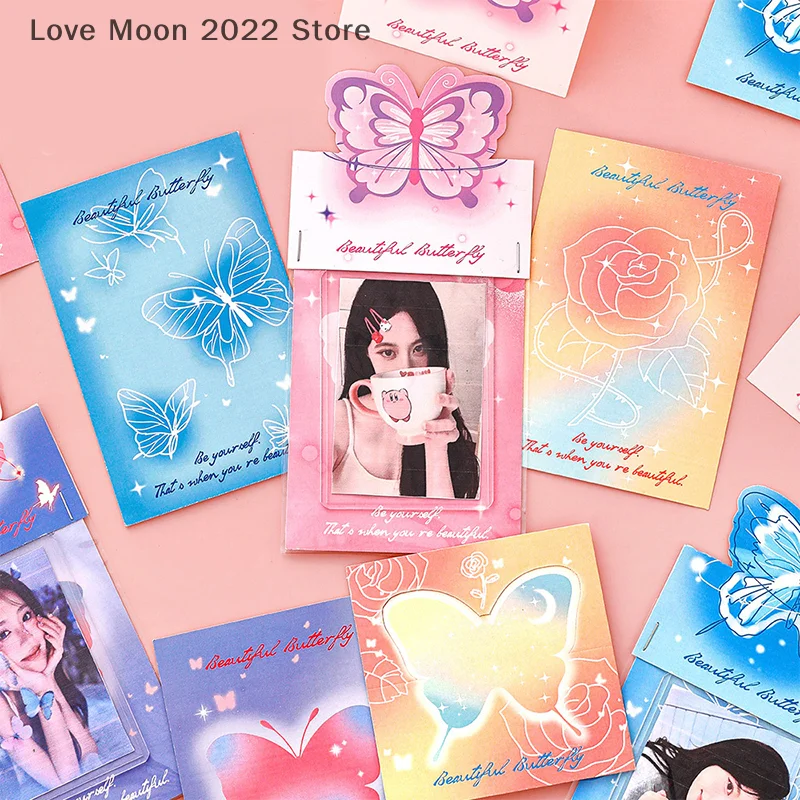 10PCS Kawaii Butterfly Card Head Back Card Back Paper Cute Cut Sticky Notes Self Printed DIY Card Packaging Material Paper