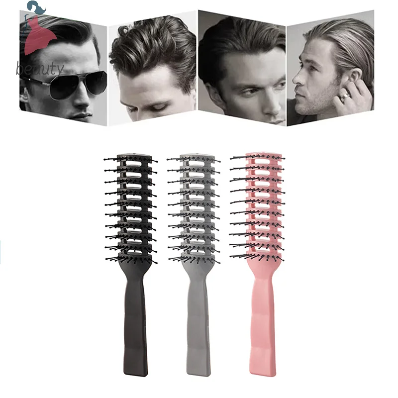 Men Plastic Vent Hair Brush Anti-static Comb Hairdressing Salon Barber Curly Hair Care Wig Styling Tool Comb Brush Massage Tool