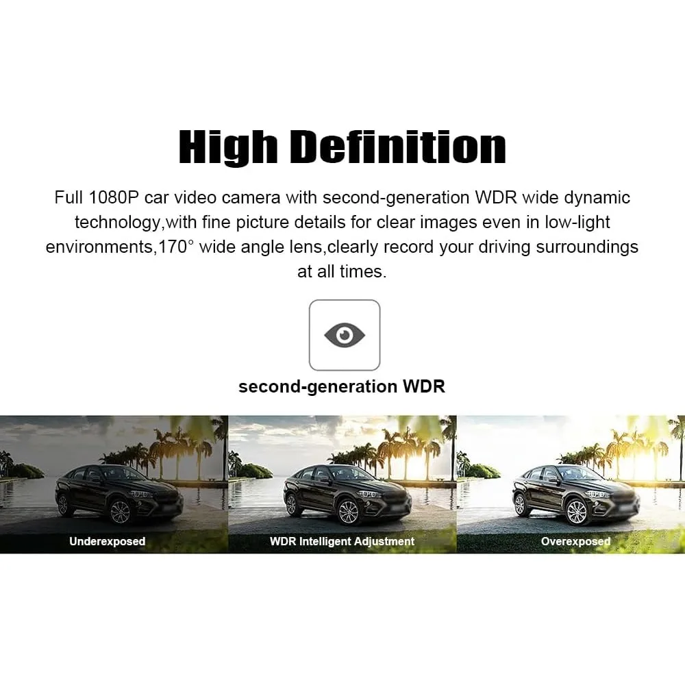 كاميرا داش للسيارات 1080P 170 °   كاميرا لوحة القيادة 2 في 1 بزاوية واسعة وموزعات للعلاج العطري، وكاميرا سيارة WDR مع V ليلي