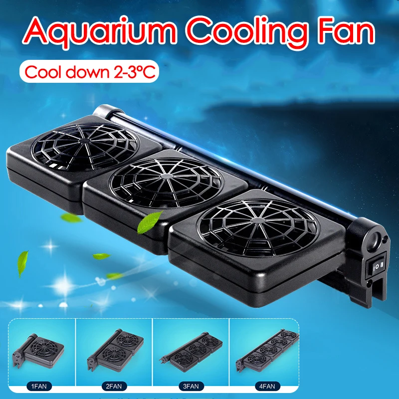 Ventilador de refrigeración para acuario, Enfriador de agua silencioso con Control de temperatura multiángulo, ventilador de refrigeración ajustable de bajo ruido para pecera agrícola