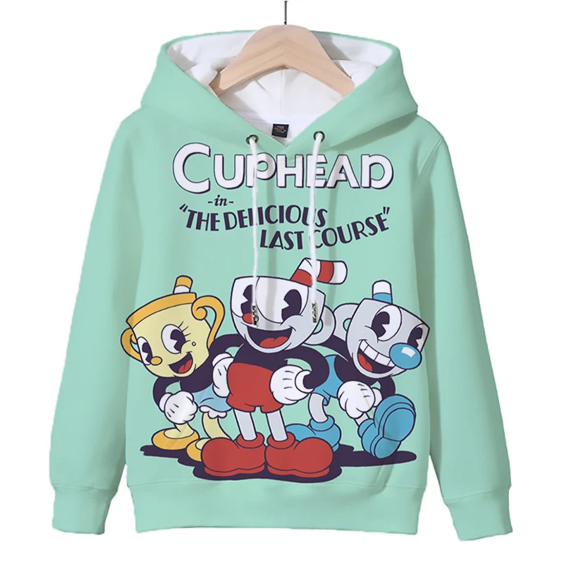 2024 Game Cuphead Hoodie Kids Clothes Girls Childrens Clothing 3-14 Year Children Clothing Boys Sweatshirts Spring Autumn Tops