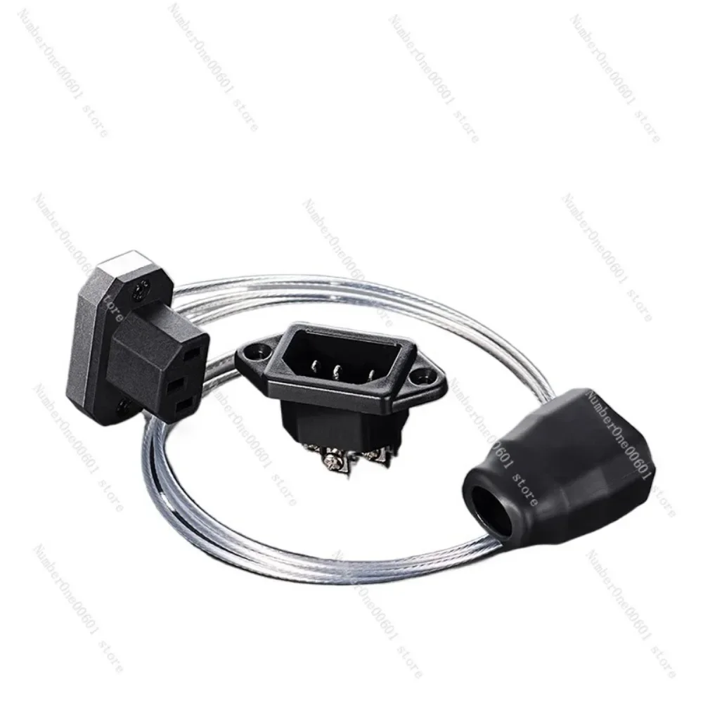 Power cord extension cable computer 90 degree elbow three hole ultra-thin male and female plug computer c13 to c14(length 0.6m)