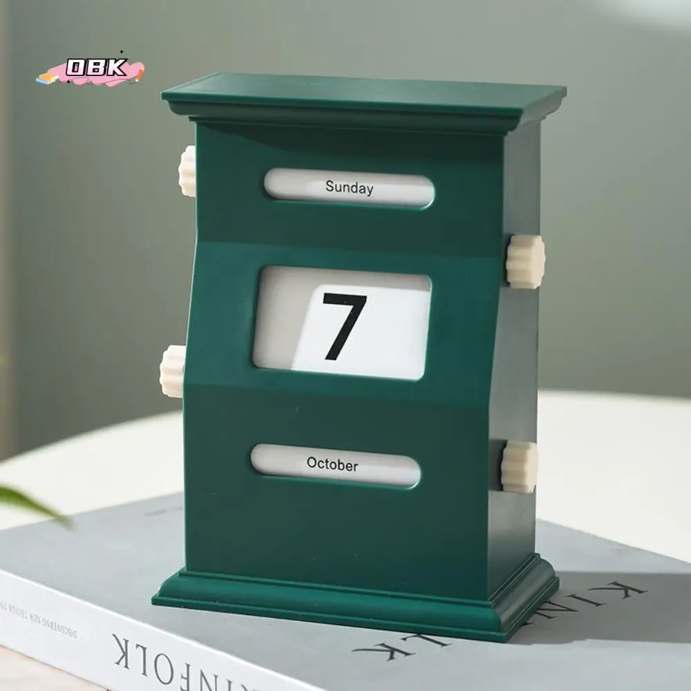 

Vintage Perpetual Desk Calendar Rotation Desk Date Display Block Calendar Plastic Light Luxury Desktop Calendar Colleagues