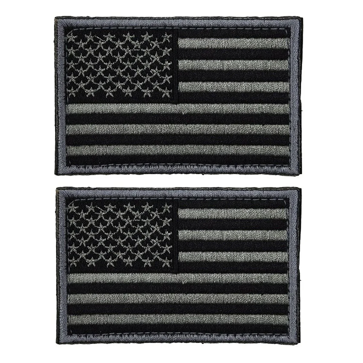 2 Pcs Flag -Adhesive USA Patch Variety Badge Dark Grey