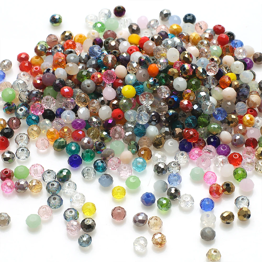 500 stks/partij 4MM AB Kristalglas Rondelle Facet Losse Spacer Ronde Kralen voor DIY Maken Ketting Armband Sieraden accessoires
