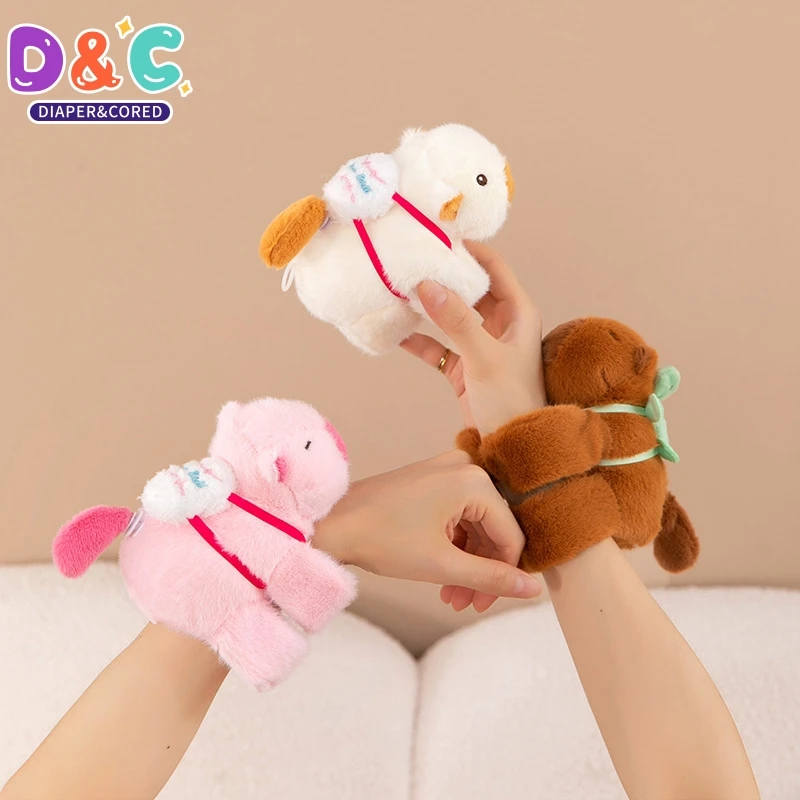 Capybara Clap Circle Toys Slap Snap Wrap Wristband Bracelet Stay Wire Rotate Tail Capybara Plush Doll Hand Ring Fun Circles Gift