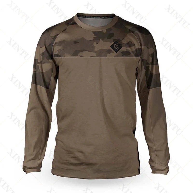 Camiseta de motocross enduro para hombre, camisa de manga larga de camuflaje, chándal transpirable para bicicleta de montaña, BMX, DH