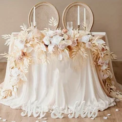 5.9ft Eucalyptus Willow Leaf Garland with Flower, Handcrafted Wedding Sweetheart Table Centerpieces Arch Backdrop Decorations