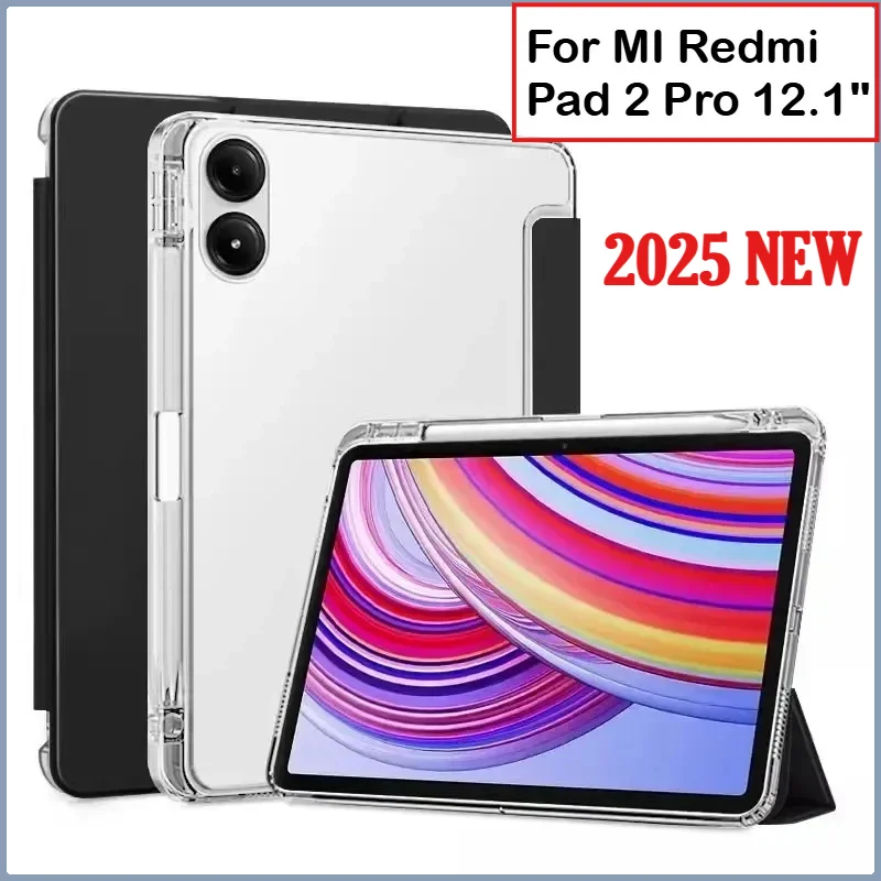 

НОВЫЙ смарт-чехол для XIAOMI Redmi Pad 2 Pro, 12,1 дюйма, 2025 11 дюймов, Poco Pad 8 7 6 5 Pro 11,2 Mini 8,8 дюйма, держатель для карандашей, чехол для планшета