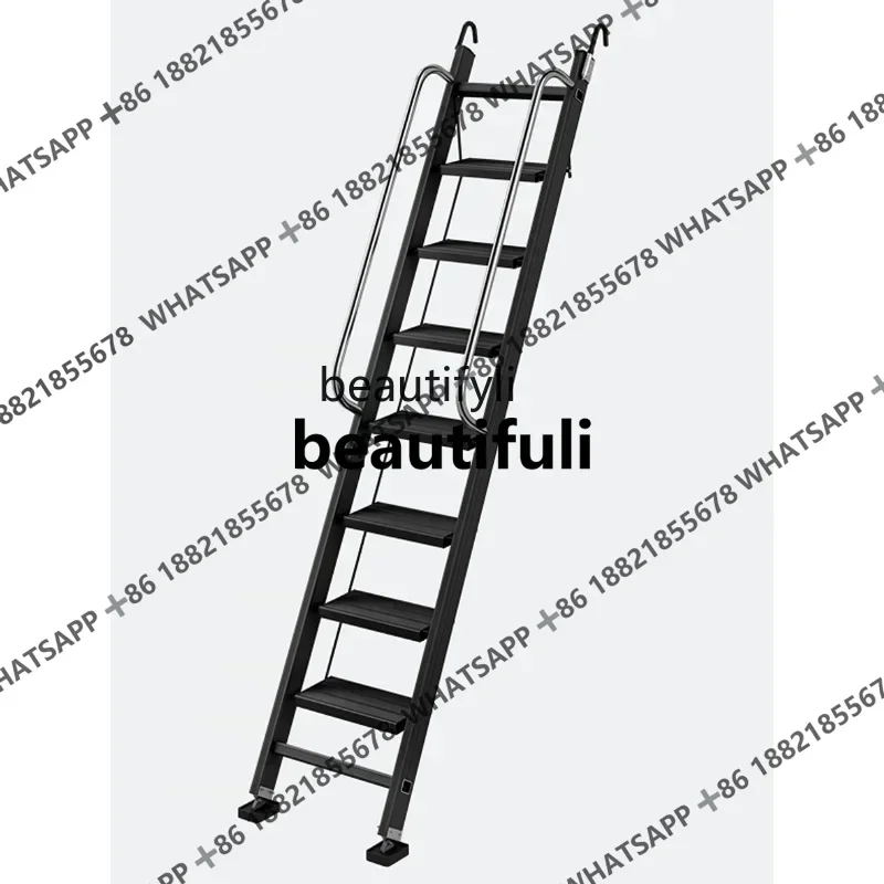 xxzLadder Household Aluminum Alloy Folding Stairs of Attic Indoor Escalator Thickened Engineering Ladder Mobile Portable