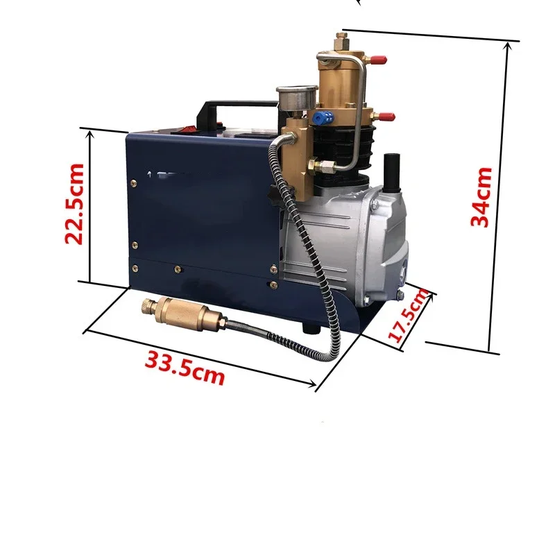 1 unidad Compresor de aire eléctrico de alta presión de 2000W para rifle de aire comprimido, inflador de buceo, bomba de aire PCP con separación de agua y aceite