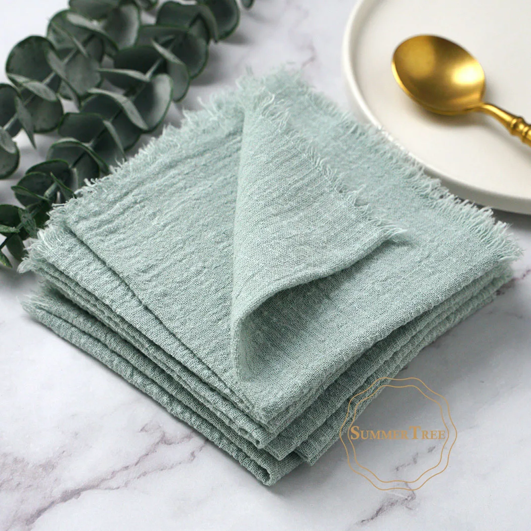 Serviettes de Table en Gaze de Coton, Vintage, Rétro, Design Bavure pour Mariage, Noël, Décorations de ix, Vente en Gros, Paquet de 50, 32x32cm