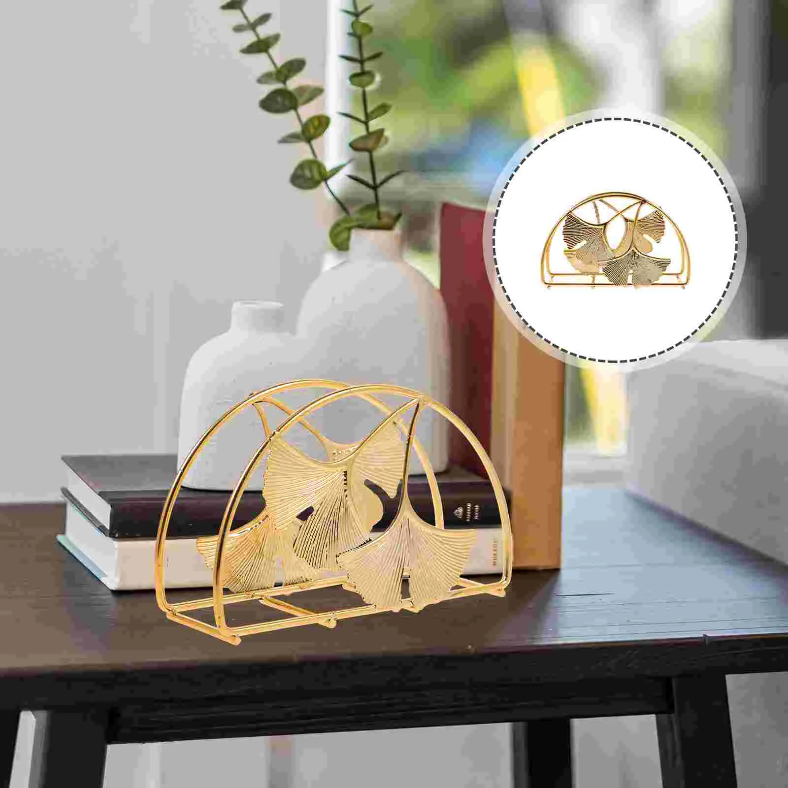 Napkin Stand Tissue Dispenser Holder Leaf Designed Napkin Holder for Kitchen Restaurant Golden paper napkin holder
