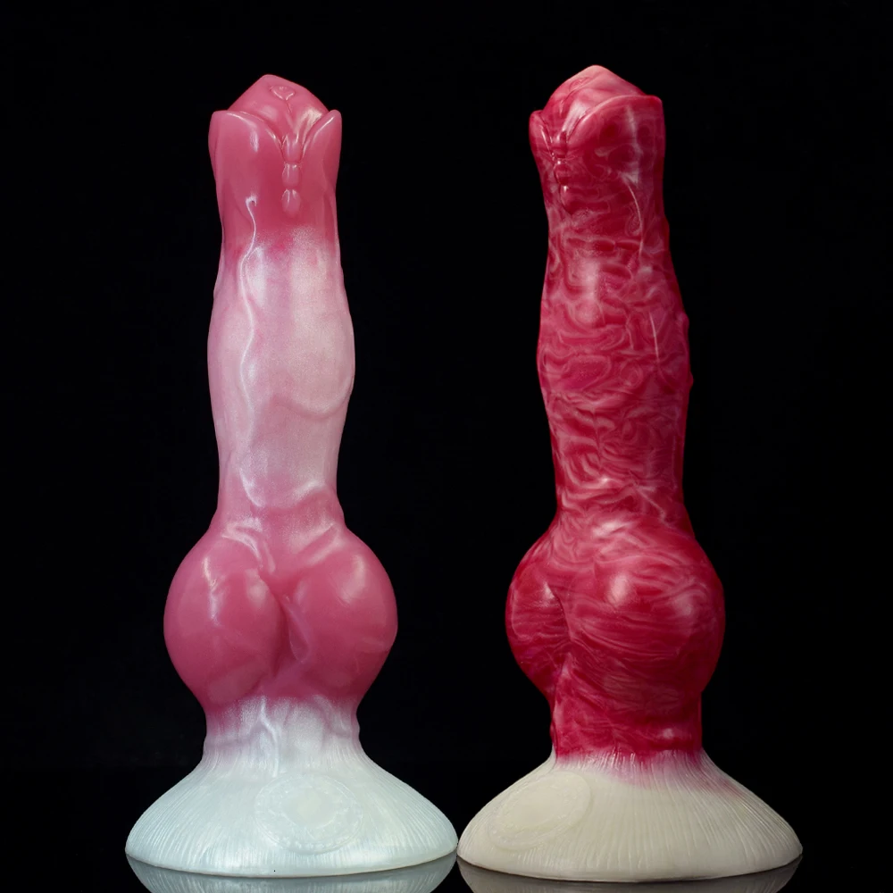 FAAK Silicone Fantasy Dog Knot Dildo With Sucker Colorful Animal Penis Sex Toys For Beginners Women Men Anal Massage