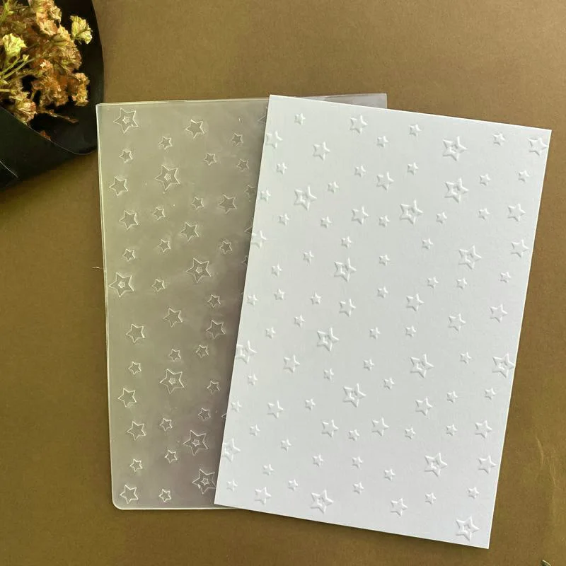 Embossing Folder Star Background Scrapbooking Plastic Embosser Folders for Card Making Supplies Christmas Paper Craft Decor