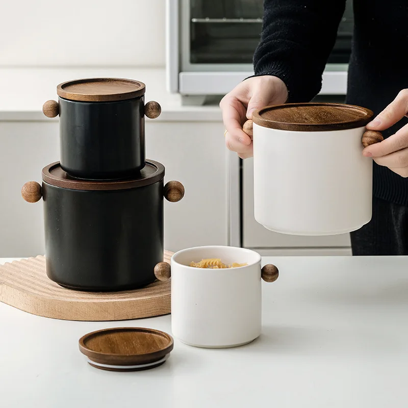 

Coffee Powder Beans Ceramics Tea Cans sealed Jars Food Grade Candy Jars Moisture-proof Kitchen Cereals Snack Storage Boxes