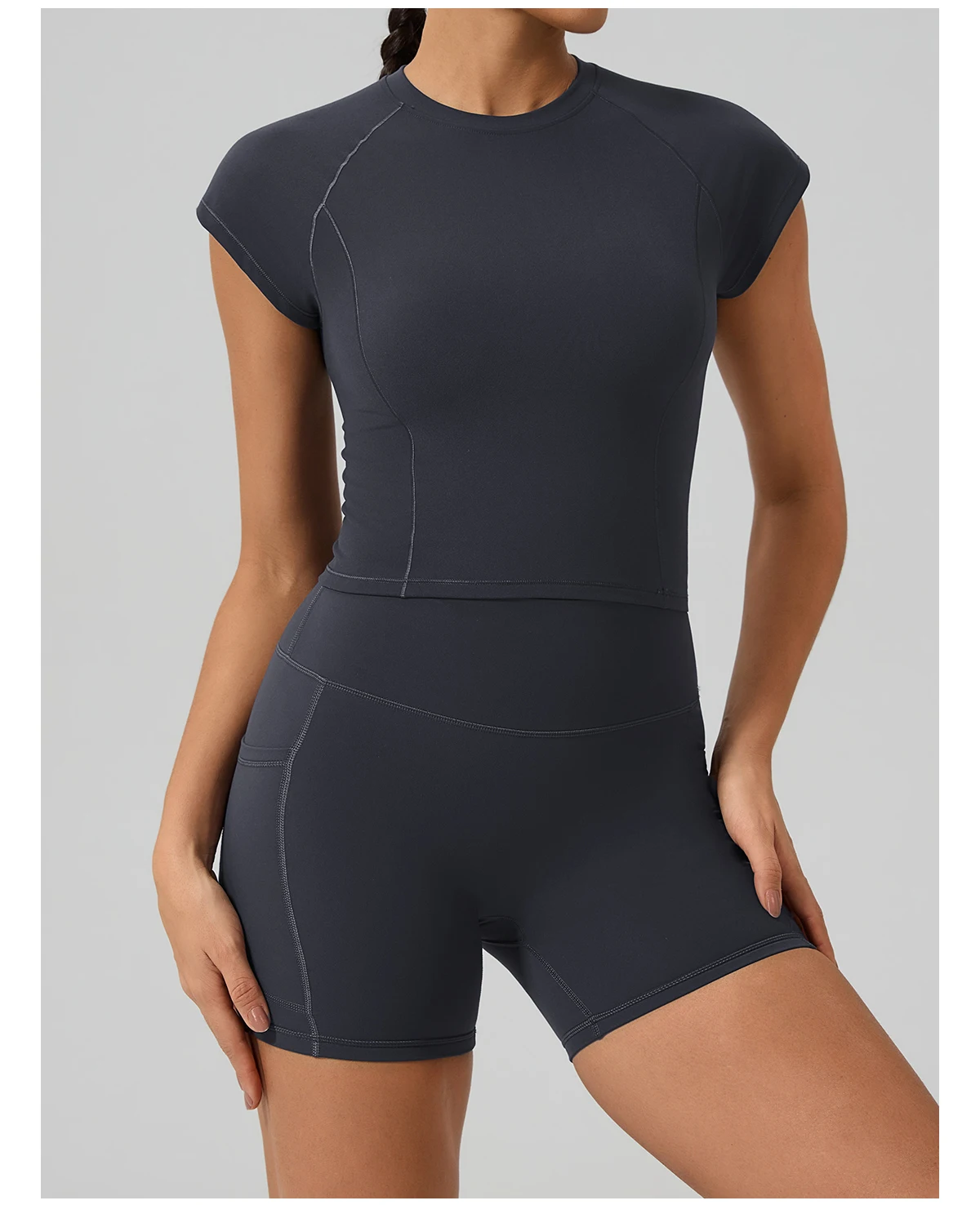 Hearuisavy Gym High Impact Kurzarm-Sport-T-Shirt für Damen, atmungsaktiv, schnell trocknend, eng anliegend, Yoga-Fitness-Tops, Lauf-Workout-T-Shirt – Detail 22