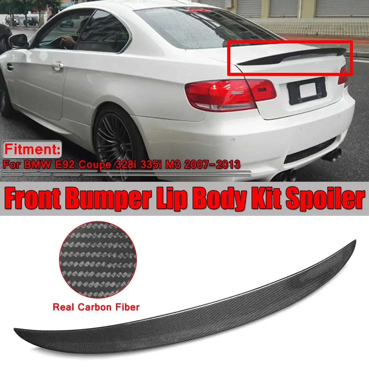 Real Carbon Fiber High Kick Car Rear Trunk Spoiler Wing Lip For BMW E92 Coupe 328i 335i M3 2Dr 2007-2013 Racing Spoiler Wing Lip