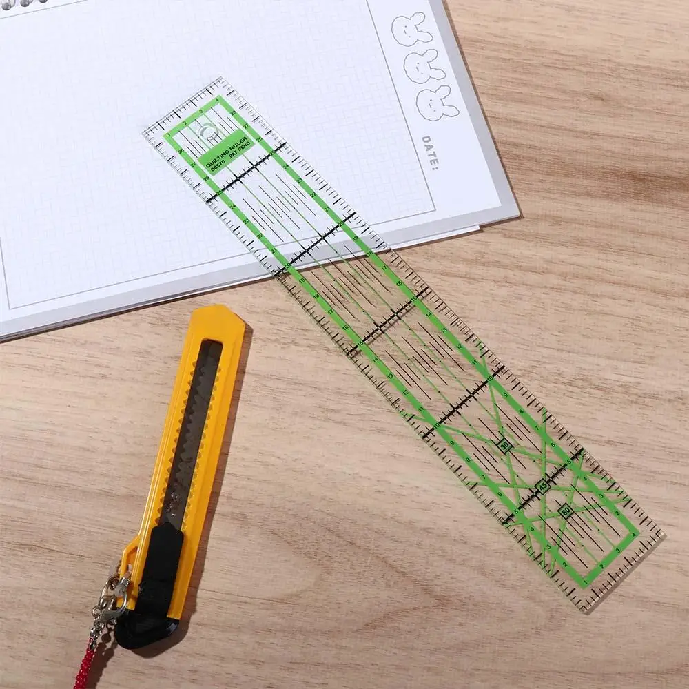 DIY Acrylic Quilting Ruler Transparent Rectangle Tailor Ruler Green Sewing Ruler Dressmaker