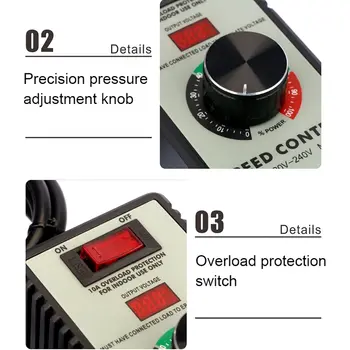 Regulátor otáček motoru 220V 4000W Elektrický router Odsávací ventilátor Bruska Vrtačka Regulátor napětí Spínač LED displej 10 nejlepší prodej Regulátor otáček motoru 220V - №6