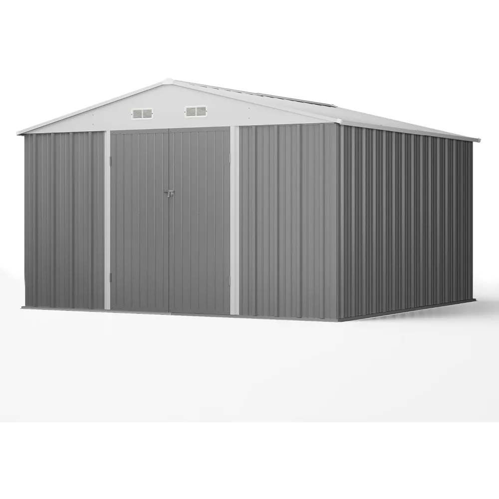 

10' x 10' Metal Storage Shed for Outdoor, Steel Yard Shed with Design of Lockable Doors, Utility and Tool Storage for Garden