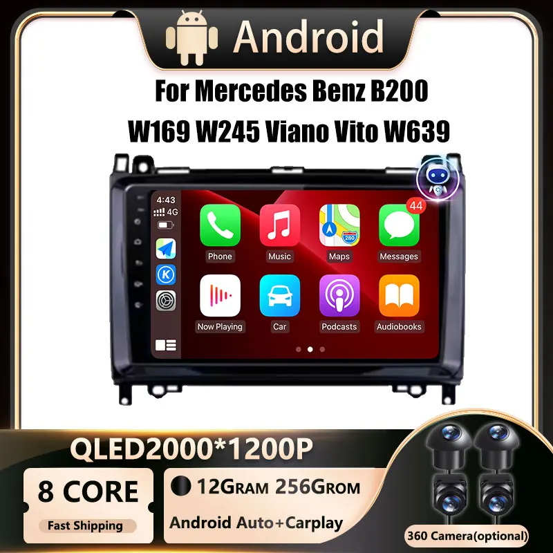 

Android OS For Mercedes Benz B200 W169 W245 Viano Vito W639 Sprinter W906 Car Radio Stereo Wireless Carplay Multiemedia GPS DSP