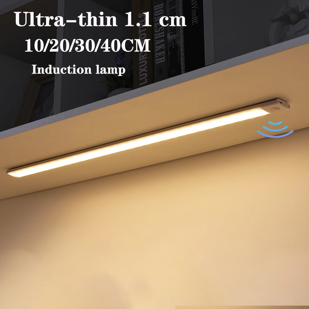 USB Rechargeable PIR LED Night Light Motion Sensor Wireless Ultra Thin Portable Lamp for Cabinet Bedroom Aisle Tube Detector Bar