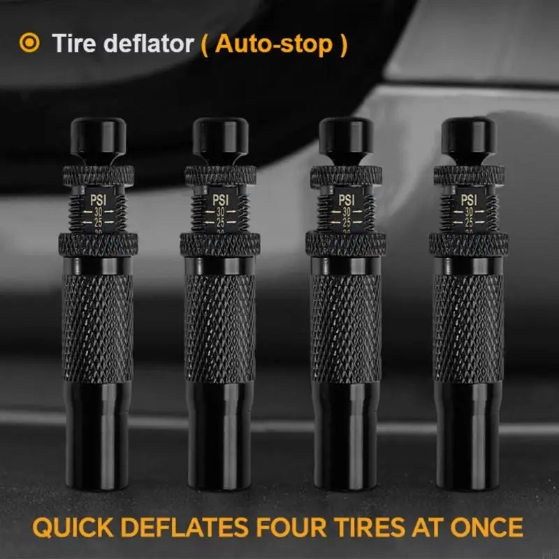 P0UE Easy Pressure Adjustment With 4Piece Tire Air Release Valves, Adjustable for Vehicles Motorcycle Offroading Adventures