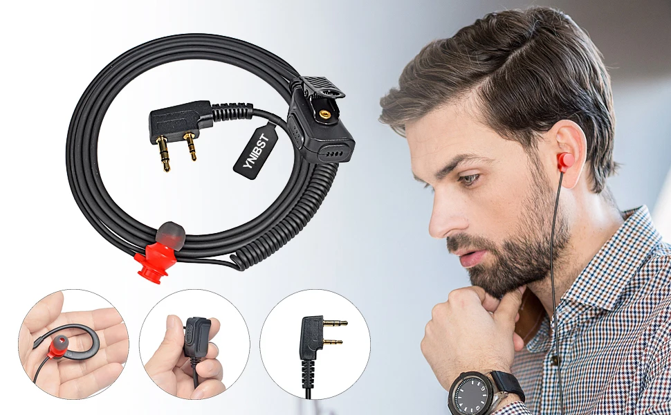 Zwei-Wege-Radio 2 Pin K Kopf weichen Ohr Haken Ohrhörer Walkie Talkie Headset mit Mikrofon Ptt für Baofeng UV-5R BF-888s Kenwood Retevis – Detail 3