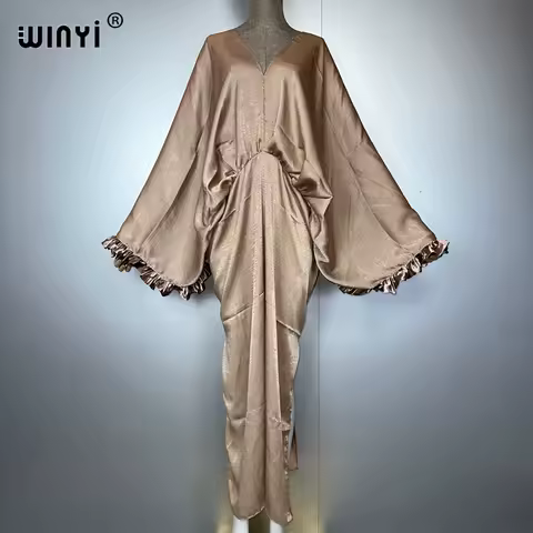 WINYI summer elegant muslim dress holiday maxi beach dress Female Vestidos Party Evening Dress abaya dubai luxury kaftan