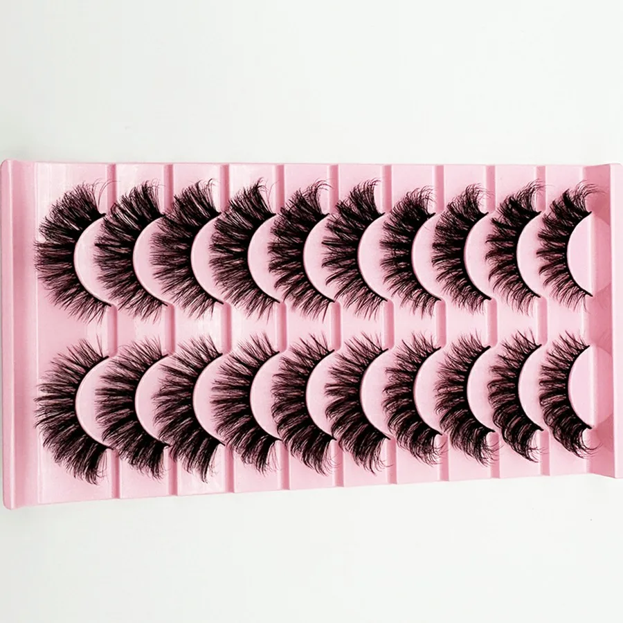 10 أزواج من الرموش الصناعية المصنوعة من الفرو الاصطناعي 8D لافتة للنظر - إنشاء مظهر مكياج رائع مع رموش طويلة وسميكة
