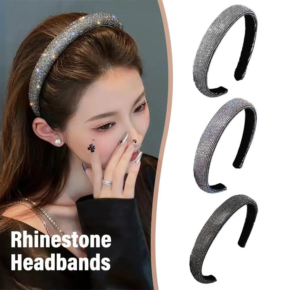 

Luxury Rhinestone HairBands For Women Korean Fashion Hair Pressure Headband Shiny Wedding Hair Jewelry
