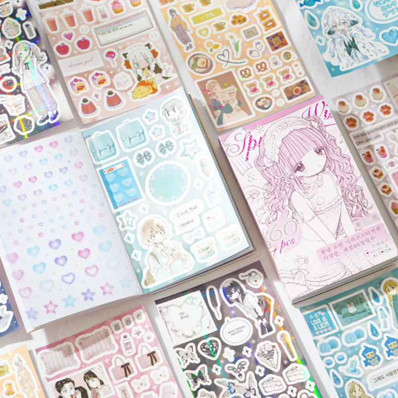 Mr. Paper 1Style 60Sheets/book Spring and Wishes Series Sticker Book DIY Handbook Scrapbook Photo Frame Envelope Decoration