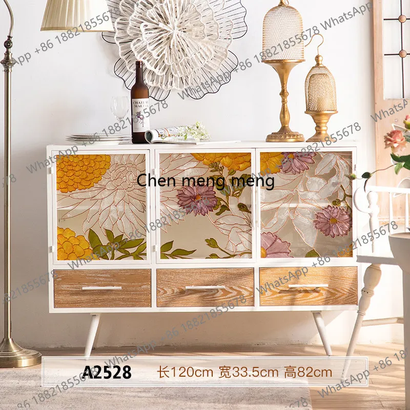 5-tier Wooden French Cabinets Retro Glass Door Modern Cabinet Shelf Organizer Cabinets Bedroom Luxury Living Room Furnitures
