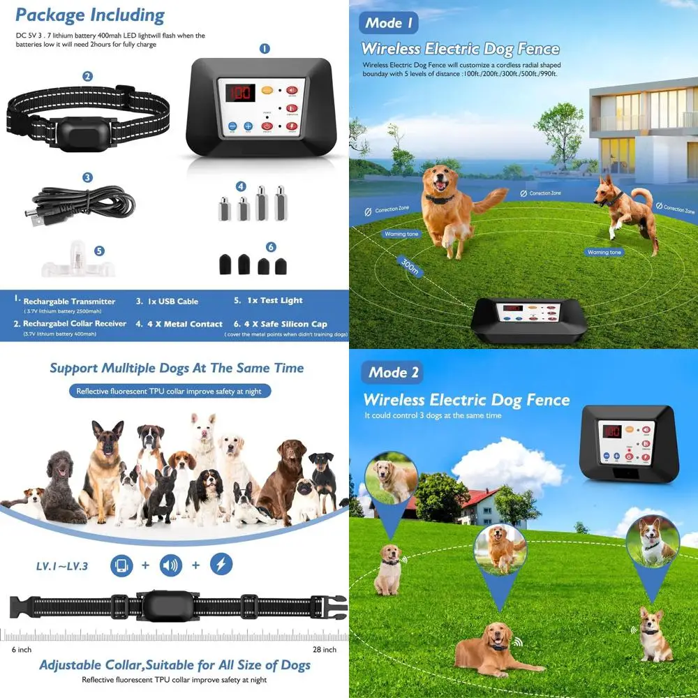 Wireless Dog Training System with Waterproof Collar