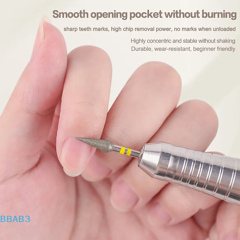 【B】قطعة مثقاب أظافر مخروطية حادة لتنظيف البشرة، لقمة كربيد احترافية لإزالة طلاء الجل، أدوات مانيكير متينة لتقنيات الأظافر