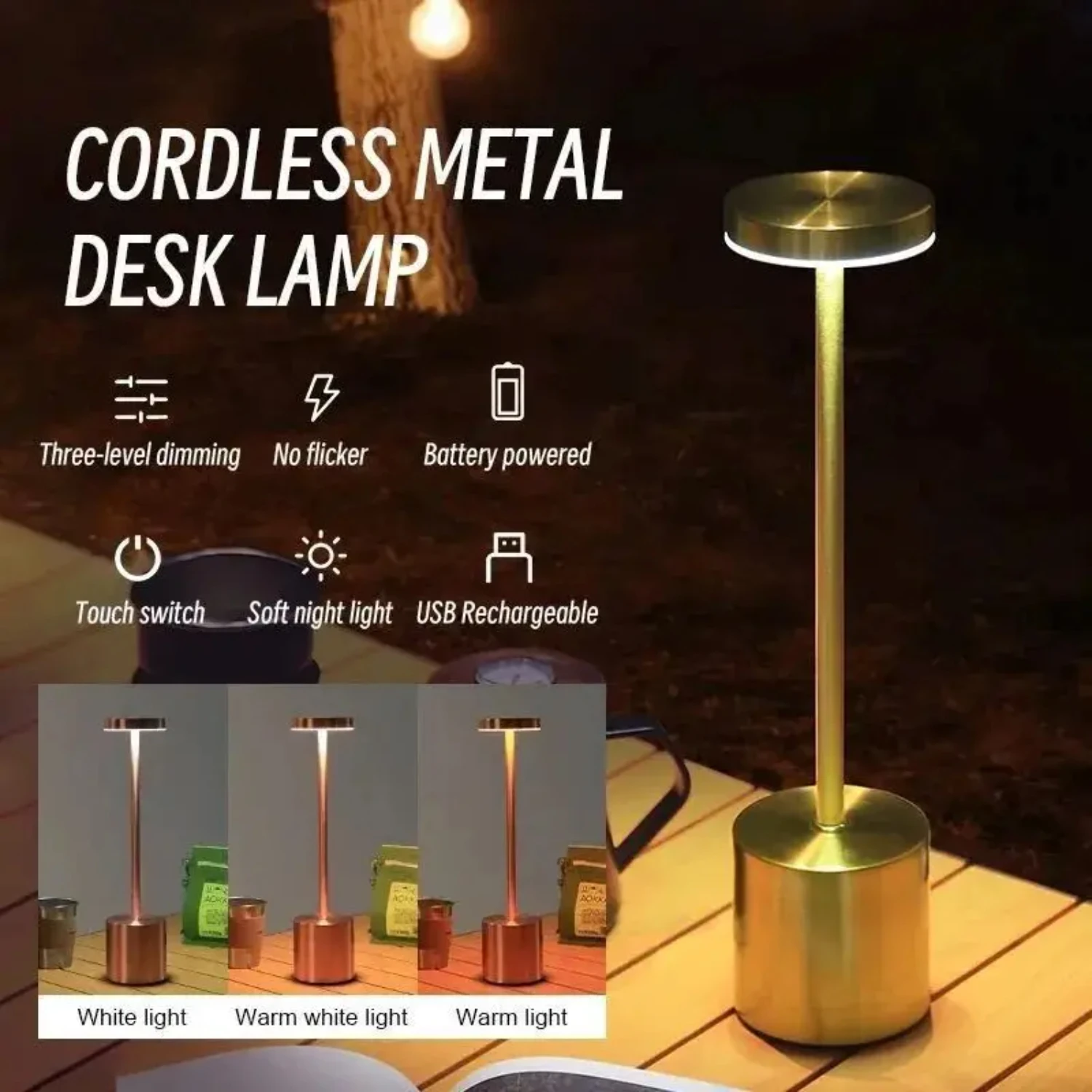 LED Aluminum alloy Waterproof charging desk Light touch Dimming Decorative light metal Table lamp  Living room Reading light