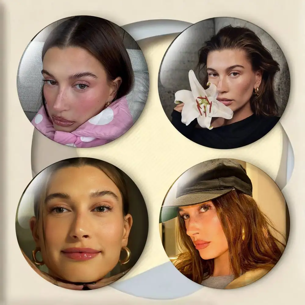 

H-Hailey B-Bieber R-Rhode Badges 25 32 44 58 75 mm Round Fans Collect Friends Gifts Brooch Souvenir