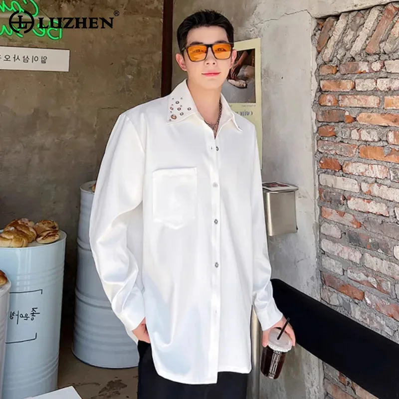 LUZHEN Loose Lapel Buttoned Patchwork Decorate Design 2026 Fashion Casual Shirts Men's Elegant Handsome Long Sleeve Tops JY8249